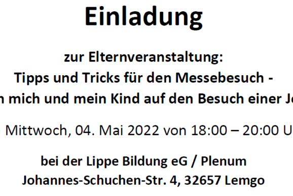 Elternveranstaltung: Tipps und Tricks für den Messebesuch - Wie bereite ich mich und mein Kind auf den Besuch einer Jobmesse vor?